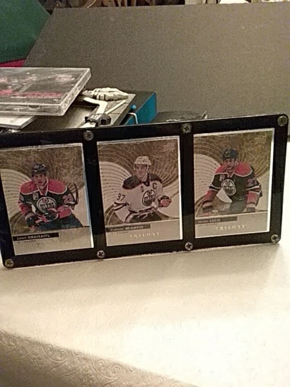 Hockey Card Trio Display Case - Black Frame